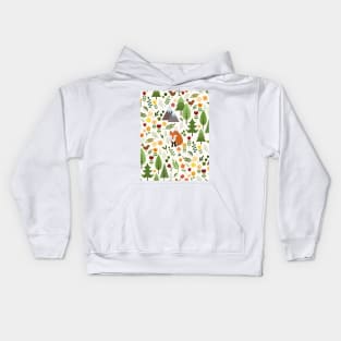 Scandinavian Style Illustrations on Cream Pattern Kids Hoodie